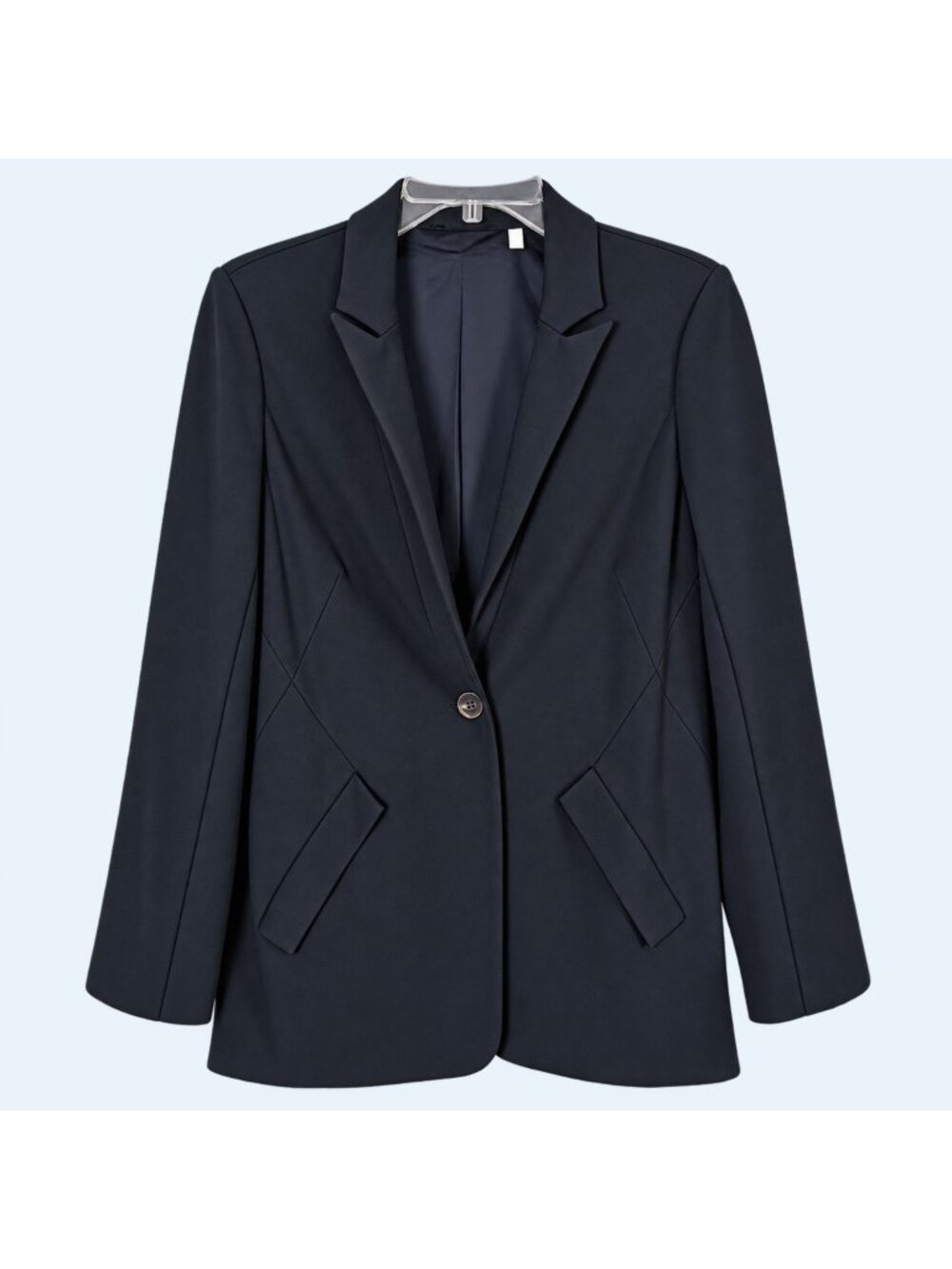Soft Surroundings Blazer Womens S Black One Button Stretch Lined Slant Pockets